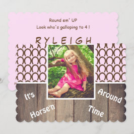 Invitación al cumpleaños de la foto de Cowgirl Hor