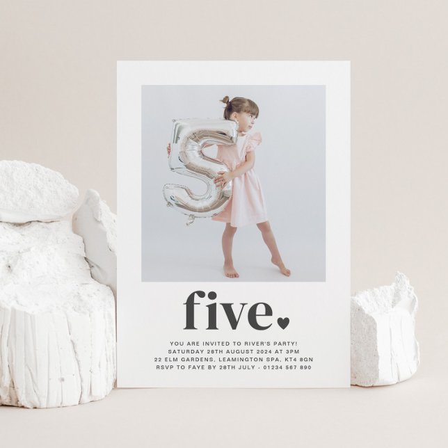 Invitación al cumpleaños de la foto de Five Heart (Subido por el creador)