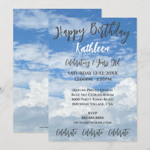 INVITACIÓN AL CUMPLEAÑOS DE LA FOTO DE LAS NUBES D