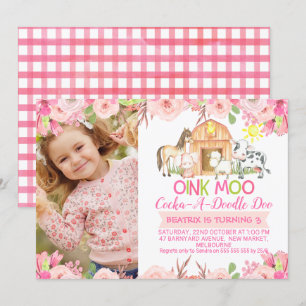 Invitación al cumpleaños de la foto de los chicas 