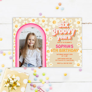 Invitación al cumpleaños de la foto de Six Groovy