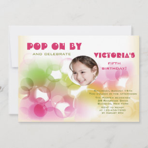 Invitación al cumpleaños de la foto de una burbuja