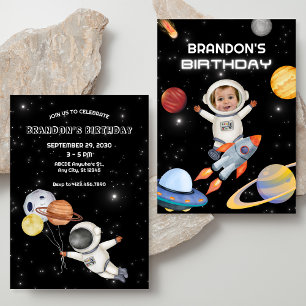Invitación al cumpleaños de la foto del astronauta