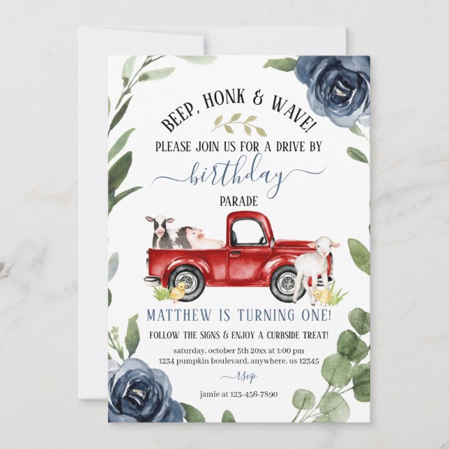 Invitación al cumpleaños de la granja (Anverso)