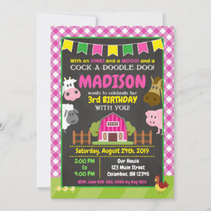Invitación al cumpleaños de la granja/Fiesta del B