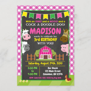 Invitación al cumpleaños de la granja/Fiesta del B