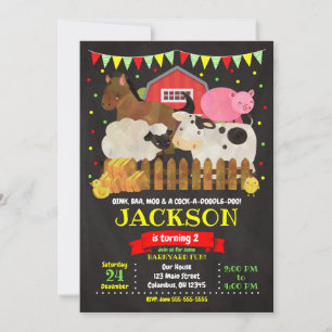 Invitación al cumpleaños de la granja/Fiesta del p