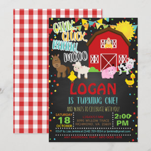 Invitación al cumpleaños de la granja: negro