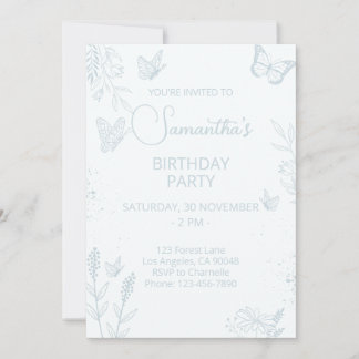 Invitación al cumpleaños de la mariposa azul del b