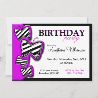 Invitación al cumpleaños de la mariposa blanca y n