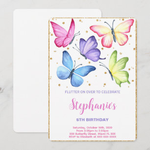 Invitación al cumpleaños de la mariposa cuta