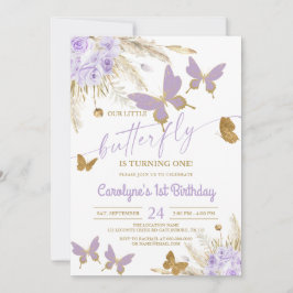 Invitación al cumpleaños de la mariposa morada