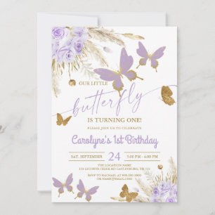Invitación al cumpleaños de la mariposa morada