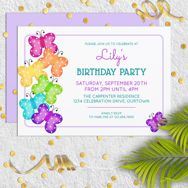 Invitación al cumpleaños de la mariposa Purple Pol (Subido por el creador)