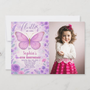Invitación al cumpleaños de la mariposa púrpura co