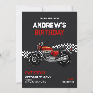 Invitación al cumpleaños de la motocicleta clásica