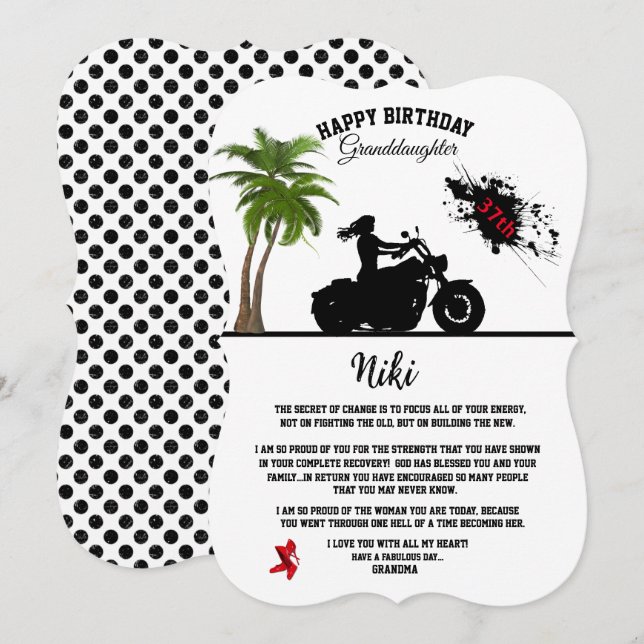 Invitación al cumpleaños de la nieta adulta (Anverso / Reverso)