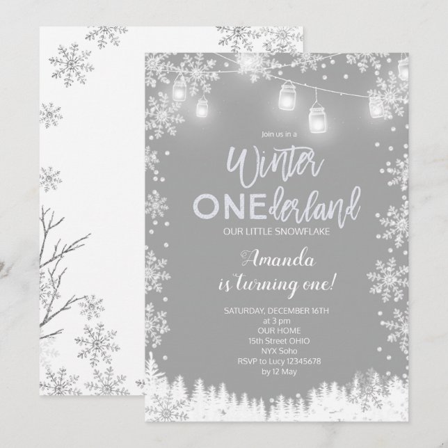 Invitación al cumpleaños de la nieve de ONE-derlan (Anverso / Reverso)