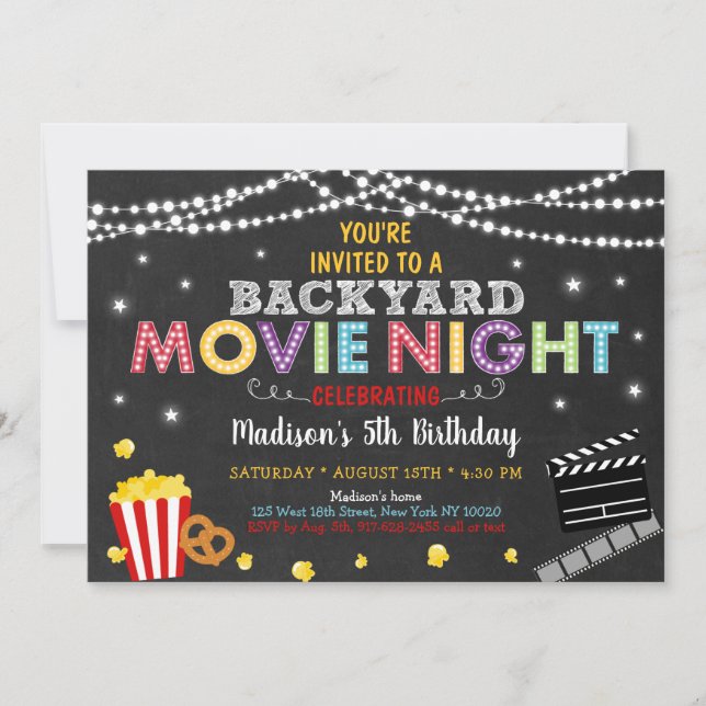 Invitación al cumpleaños de la noche de la películ (Anverso)