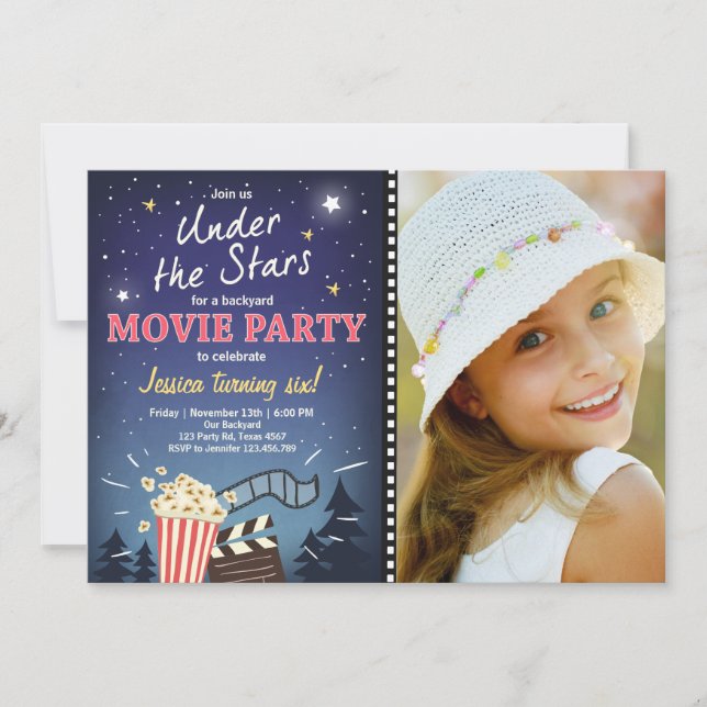 Invitación al cumpleaños de la noche de la películ (Anverso)