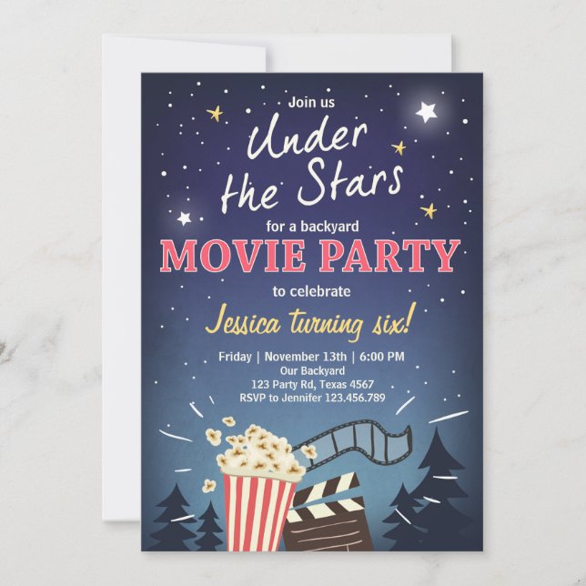 Invitación al cumpleaños de la noche de la películ (Anverso)