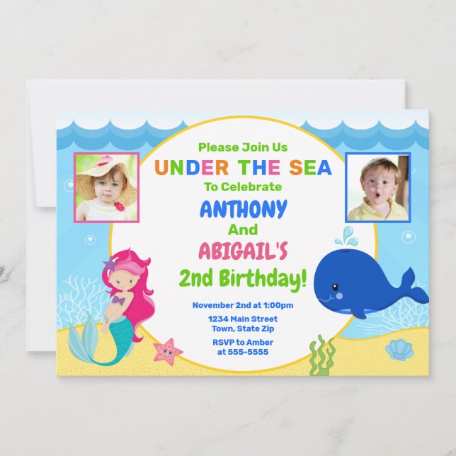 Invitación al cumpleaños de la pareja de ballenas  (Anverso)