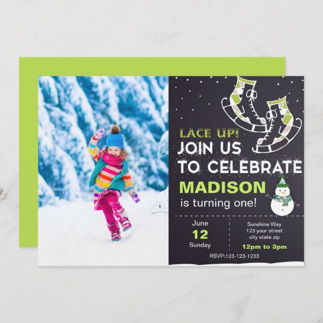 Invitación al cumpleaños de la patineta helada ver (Anverso / Reverso)