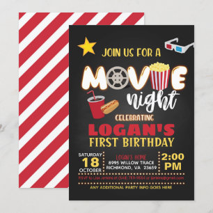 Invitación al cumpleaños de la película - Rojo