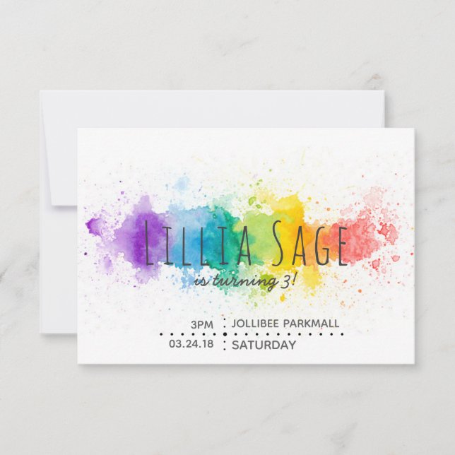 Invitación al cumpleaños de la plataforma acuarela (Anverso)