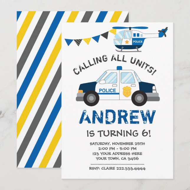 Invitación al cumpleaños de la policía (Anverso / Reverso)