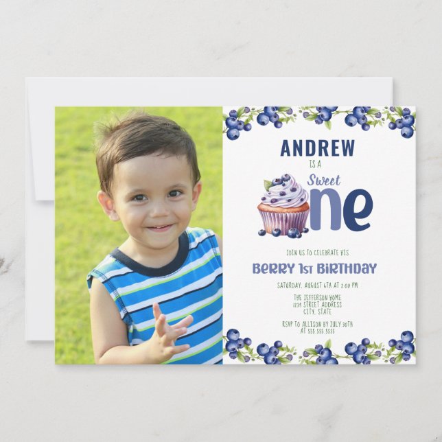 Invitación al cumpleaños de la primera foto de Blu (Anverso)