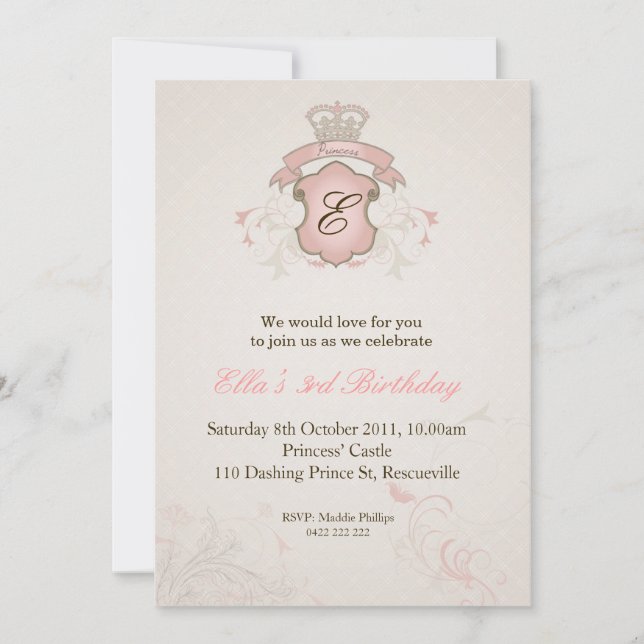 Invitación al cumpleaños de la princesa (Anverso)