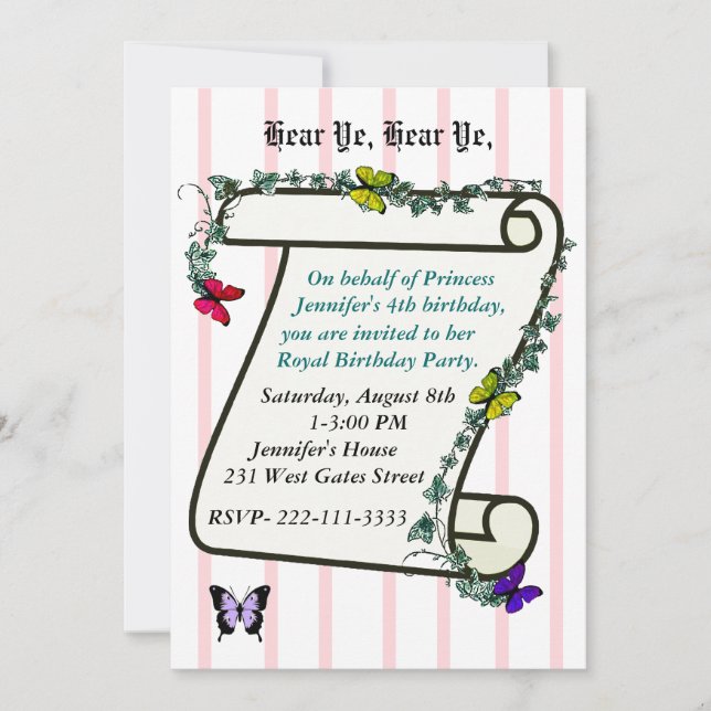 Invitación al cumpleaños de la princesa (Anverso)