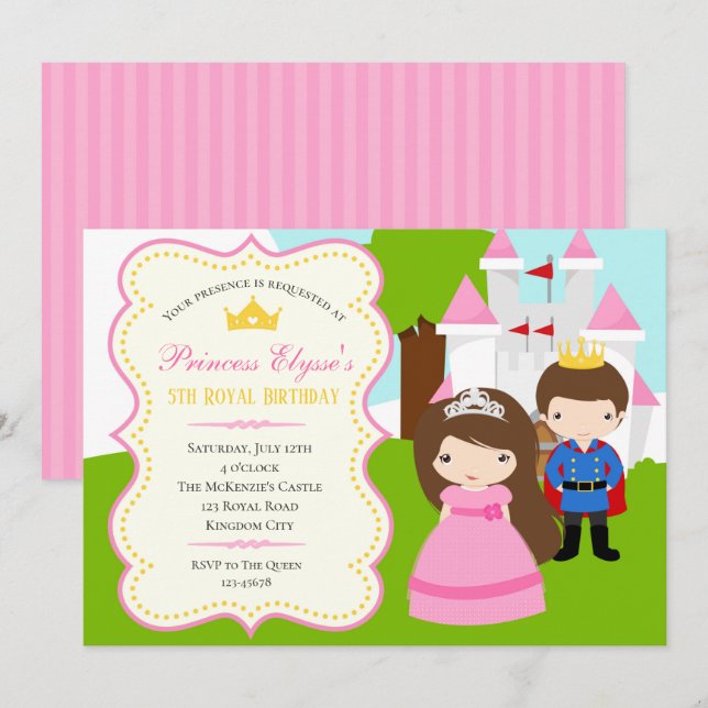 Invitación al cumpleaños de la princesa (con Princ (Anverso / Reverso)