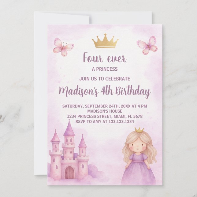 Invitación al cumpleaños de la princesa real (Anverso)