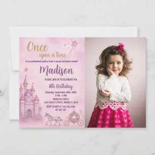 Invitación al cumpleaños de la princesa rosa con f