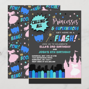 Invitación al cumpleaños de la princesa y la super