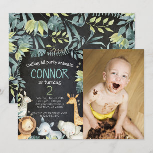 Invitación al cumpleaños de la selva Safari con fo
