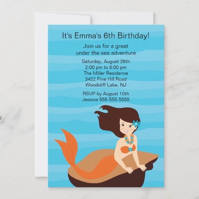 Invitación al cumpleaños de la sirena (Anverso)