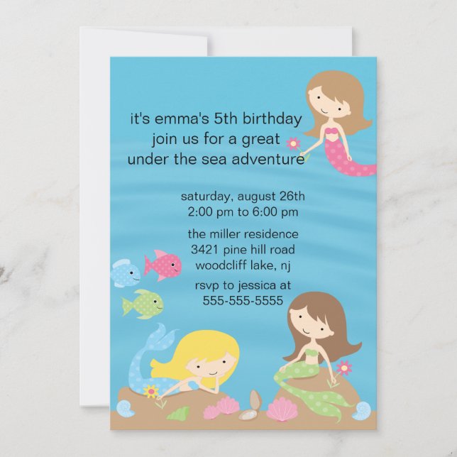 Invitación al cumpleaños de la sirena (Anverso)