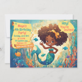 Invitación al cumpleaños de la sirena afroamerican