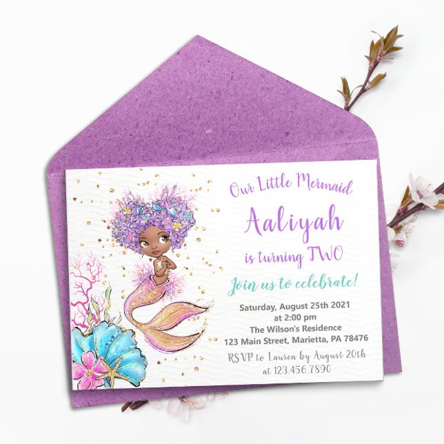Invitación al cumpleaños de la sirena afroamerican (Subido por el creador)
