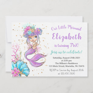 Invitación al cumpleaños de la sirena afroamerican
