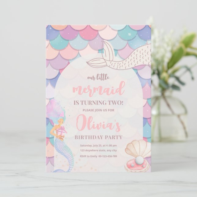 Invitación al cumpleaños de la sirena, bajo el cum (Anverso de pie)