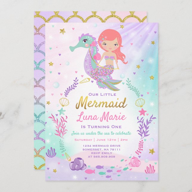 Invitación al cumpleaños de la sirena bajo el Fies (Anverso / Reverso)