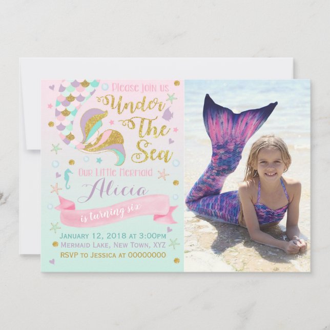 Invitación al cumpleaños de la sirena bajo el Fies (Anverso)