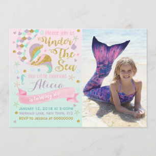 Invitación al cumpleaños de la sirena bajo el Fies