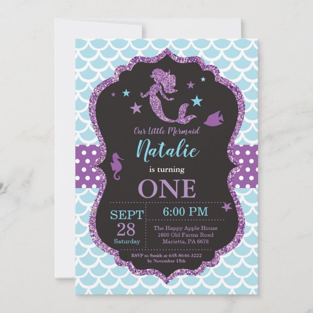 Invitación al cumpleaños de la sirena bajo el Fies (Anverso)