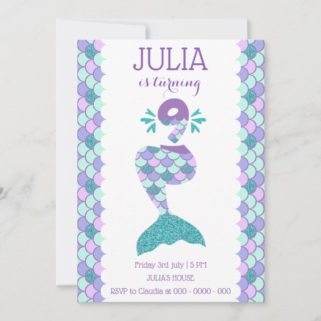 Invitación al cumpleaños de la sirena bajo el Fies (Anverso)