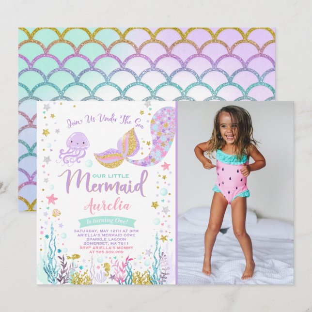 Invitación al cumpleaños de la sirena bajo el Fies (Anverso / Reverso)
